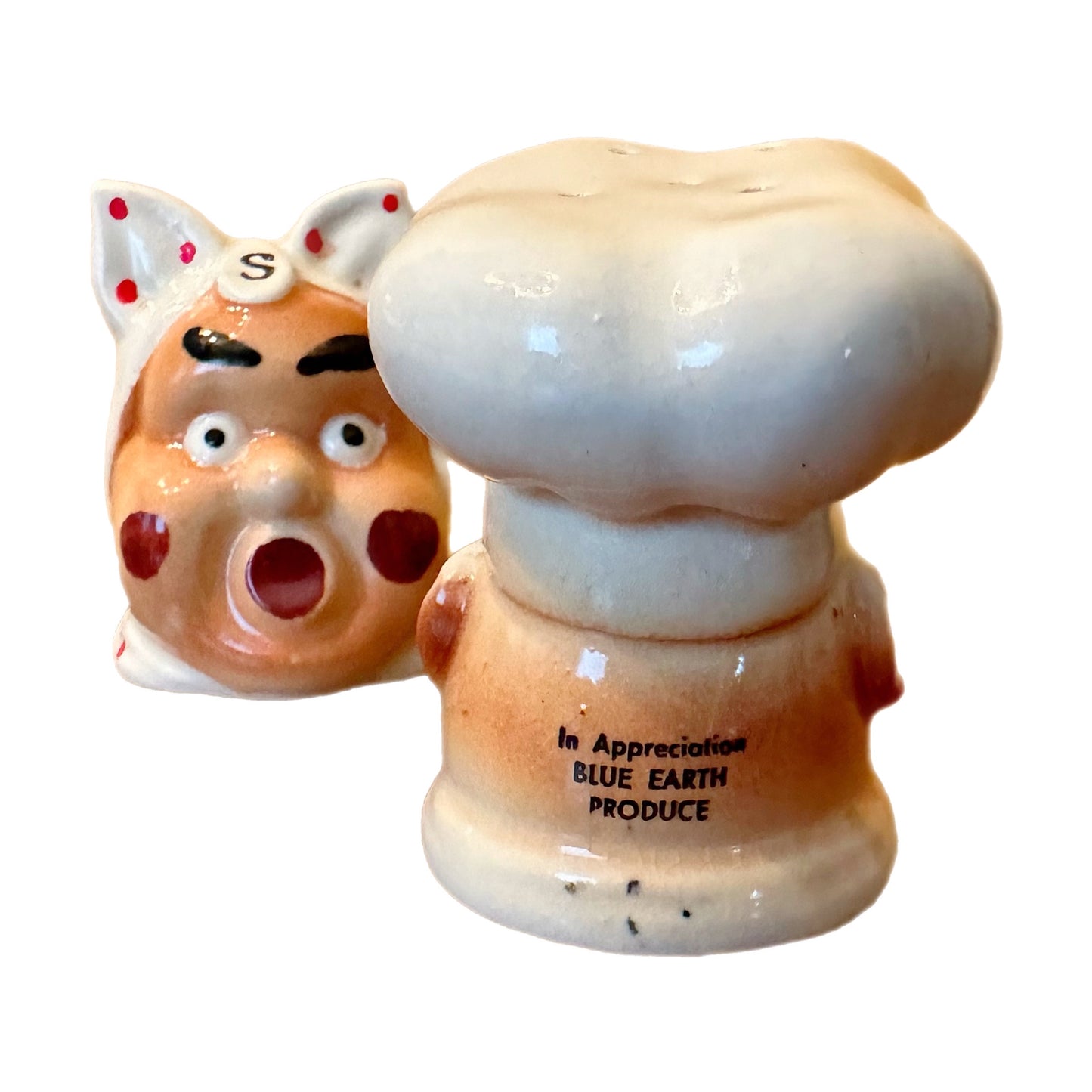 VINTAGE CHEF COOK BAKER SALT & PEPPER SHAKER SET, Large Heads, Vintage Japan Ceramics