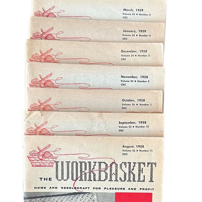 VINTAGE “THE WORKBASKET” MAGAZINE LOT (1958, 1959) - Seven (7) Magazines