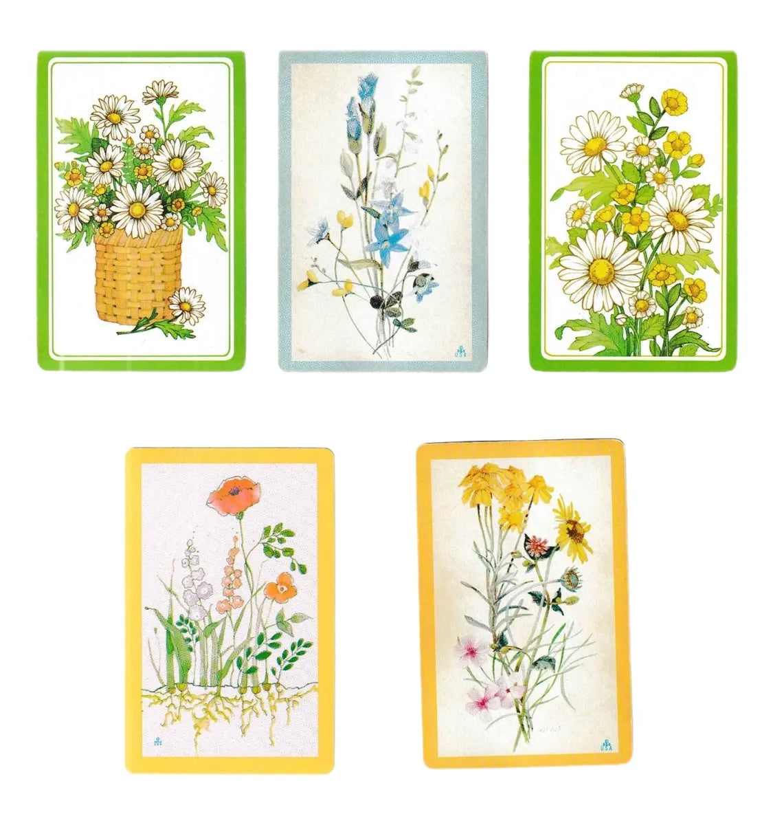 VINTAGE PLAYING CARDS - Set of 10 - Flowers, Floral, Grapes, Mushrooms, Junk Journal, Ephemera, Swap Cards, Craft Supply